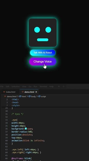 AI Robot That Talks Like Human 🤖 | HTML CSS JavaScript Project #coding #shorts #trending #viralvideo