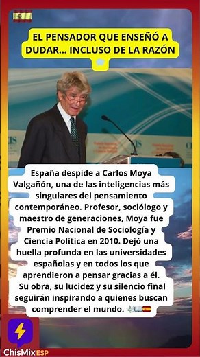 Muere Carlos Moya Valgañón, el maestro que enseñó a pensar el pensamiento 🕊️📖