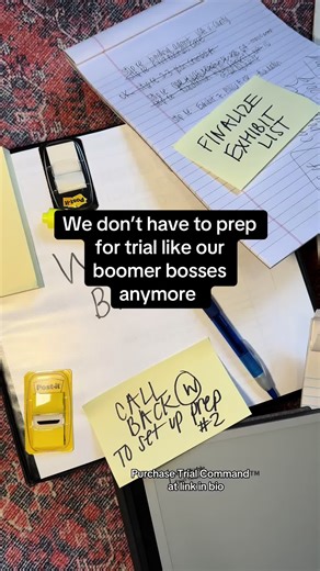 We’re working smarter not harder. With Trial Command™️ you can follow a streamlined, strategic and focused trial prep system that will help you win cases without wasting days reinventing the wheel or growing in binders. 👉🏻Trial Command™️ is available now at the link in my bio #TrialLawyer #TrialPrep #LawTok #lawyer #lawyers