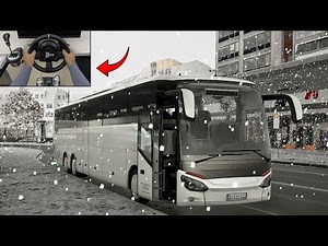 Fernbus Simulator - Bus Drive to Berlin - Snow Season "4K" | Steering Wheel Gameplay