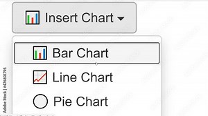 Cursor Slides Over and Clicks Insert Bar Chart in Spreadsheet. Mouse Pointer on Device Computer Monitor Screen Clicking Add Column Graph on Worksheet File For Company Business Assignment