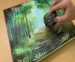 Iron scrubber painting technique / Painting deep in the woods | Painting Skills