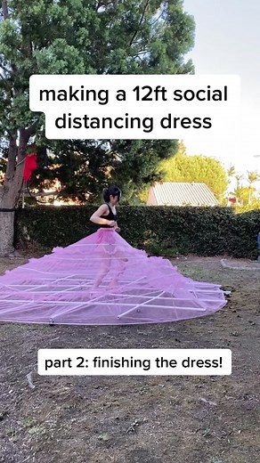 making a 12ft social distancing dress, part 2! yall it took a MONTH to make, but here’s the skirt, bodice and the finished 12ft dress!! #diy #fashion