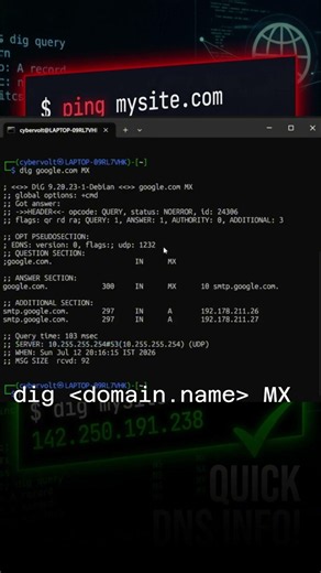 DNS debugging made easy 🔍 The dig command every one should know. #dig #dns #bugbounty #linux