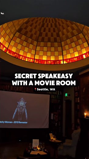 Seattle Foodie | Steven Nguyen on Instagram: "Speakeasy with a movie room in Seattle! 🍿🥃 This is unlisted in Seattle and I won’t tell you how to find it upon arrival 😉 When you step inside, you’ll see there’s a giant elephant in the room. The theater section only available on Wednesdays and highly recommend booking reservations in advance! I don’t drink alcohol so I enjoyed mocktails instead. The food menu was quite decent. Fried chicken looked disappointing but it lightly seasoned and quite 