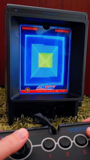David Wellman on Instagram: "Star ship on the Vectrex. Pulled out the Vextrex today and decided to play some Star ship. 😎 The Vectrex has always amazed me, especially considering it was released in 1982, the console was built into the crt, it had nice little arcade style controllers and the overlays provided a nice splash of color on the monochrome crt. #vectrex #retrogaming #videogames #80s #nostalgia"
