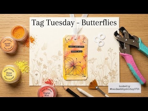 ​Zentangle Butterfly on a Pixie Powder Background 🦋| TagTuesday ♥️