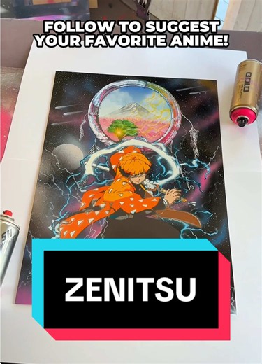 Calling all die-hard Demon Slayer fans! You’ve never seen Zenitsu quite like this! #demonslayer #spraypaint #art #tutorial #anime