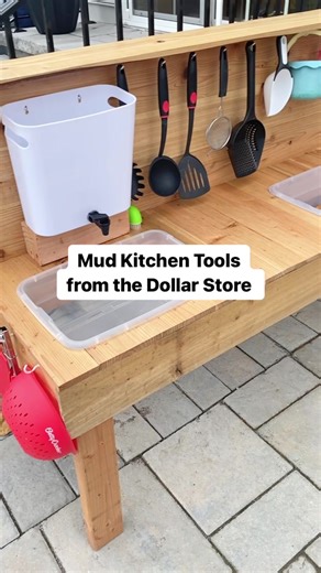 Creative Dollar Tree Mud Kitchen Ideas for Outdoor Play