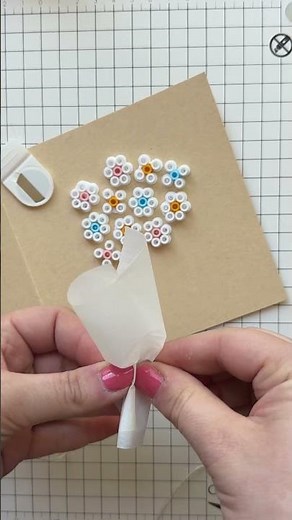 Crafting the sweetest flower card with fuse beads 🌸✨#papercrafts #cardmaking #fusebeads #flowercraft