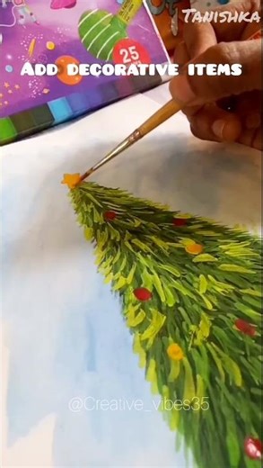 TUTORIAL :– HOW TO DRAW REALISTIC CHRISTMAS TREE🎄|| #easytutorialsforbeginners #art #youtubeshorts