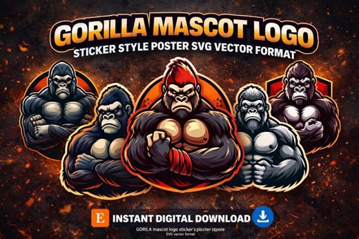 Gorilla Mascot Logo – Vector Design | Instant Digital Download - Etsy