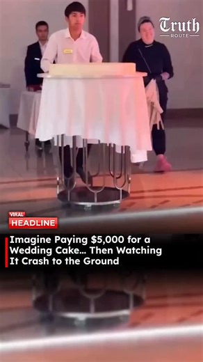 Truth Route News | A video circulating on social media shows a waiter accidentally dropping a large multi-tier wedding cake during an event. As seen in the... | Instagram