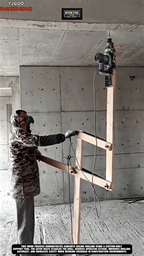 Drilling concrete ceiling using improvised work tool support system #tool #worktool
