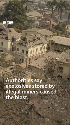 Aerial images made in Ibadan, Nigeria, showcase the scale of the devastation left by a blast in the city located in the south-west of the country. The scenes show several buildings completely reduced to rubble. The explosion is believed to have killed at least two people and injured 77 numbers. But emergency services are still searching for survivors. Local authorities said that the blast was caused by explosives stored by illegal miners. #Ibadan #Ibadanblast #Nigeria | BBC News Africa