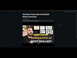Generative AI, YouTube Transcript to Detailed Notes Converter