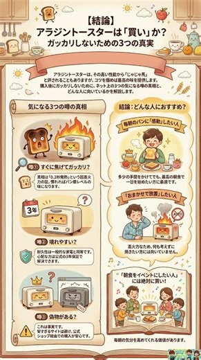 【結論】アラジントースターは「買い」か？ガッカリしないための3つの真実#エレアプ#家電#アラジン#トースター#口コミ#ガッカリ#偽物#見分け方#壊れやすい#デメリット