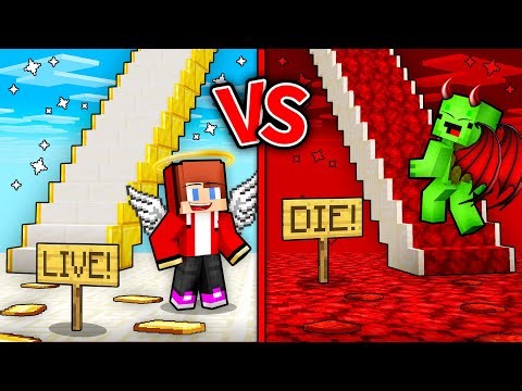 JJ and Mikey : DEVIL vs ANGEL Stairs Battle in Minecraft ! - Maizen