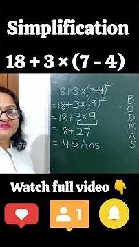 Simplification using BODMAS #mathsshorts #bodmas #simplification