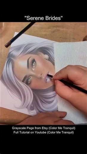 Serene Brides 🌸 Another Etsy Beauty Comes Alive! 🛍️ Grayscale Coloring Tutorial Timelapse