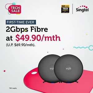 Upgrade your home Wi-Fi with our 2Gbps fibre plan at only $49.90/mth (U.P. $69.90/mth)! Experience two dedicated networks for the price of one today. New to Singtel? Enjoy perks worth over $300.​ - 12 FREE months of Singtel Home Protect ​ - 12 FREE months of Amazon Prime ​ - 2 FREE months of Security Suite Triple Protect and Parental Control Pass ​ - FREE registration and router installation worth up to $198.50 (online exclusive) - FREE Service Activation Charge worth $56.71 (per port) - Home Li