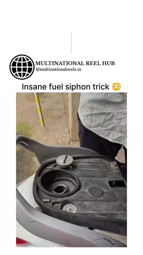 🌍 MULTINATIONAL REELS HUB on Instagram: "The post features a short video tutorial on a DIY fuel siphon using a plastic bottle and tube inserted into a motorcycle tank, allowing gravity-fed extraction without mouth suction for safer transfer. This method, popularized in mid-2025 social media clips, simplifies emergency fuel draining or sharing, with the video garnering over 400,000 views and enthusiastic replies from Indonesian users praising its practicality for two-wheeled vehicles. While effe