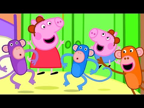 Nursery Rhymes with Peppa | Five little Monkeys Jumping on the Bed | Nursery Rhymes & Kids Songs