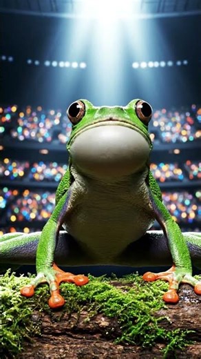 Victory Pose Frog. Love this? #FunnyFrog #FrogFables #FrogShorts #FrogOlympics