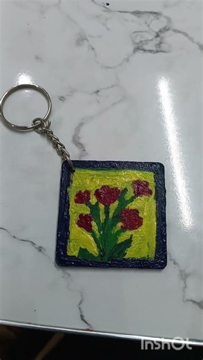 mdf keychain painting of flower. #mdf #painting #keychain #flower #trendy #art #youtube #short