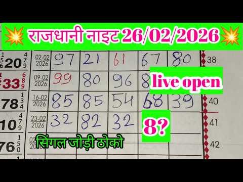 RAJDHANI NIGHT TODAY MATKA TRICK 26/02/2026 TUESDAY/OPEN JODI