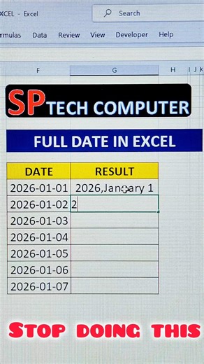 How to know full Date in Excel easy tricks 👍#excel #exceltips #exceltricks #exceltutorial