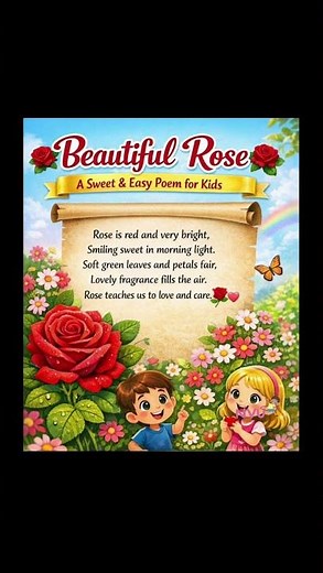 🌹 Beautiful Rose – A Sweet and Easy Flower Poem for Kids 🌹