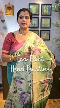 A fusion | Eco-printing & hand painting | A tussar silk saree combines nature and artistry together