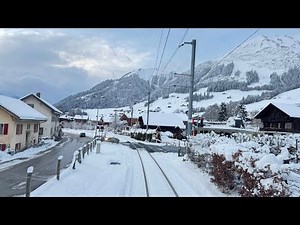 ❄️ Cab ride - Montbovon to Montreux Switzerland | Train Driver view | GoldenPass Line | 4K 60fps HDR