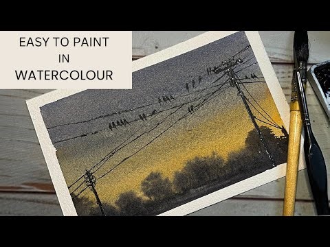 10 Minutes Watercolour For Beginners | Simple Watercolor Scene