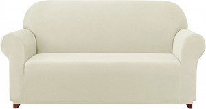 Subrtex 1-Piece Stretch Sofa Slipcover Non Slip Couch Cover (Sofa, Ivory)