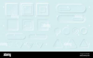 Control buttons mockup. Media player interface, music or video bar. Blank template ui navigation switchers of round, square and triangle shapes, volume, equalizers or sliders, Realistic 3d vector set Stock Vector Image & Art - Alamy