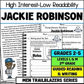 Jackie Robinson 2nd Grade Reading Comprehension Passage and Questions  Level M