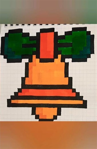 Christmas Bell Pixel Art 🔔✨ Easy Graph Sheet Drawing | Craft And Paper
