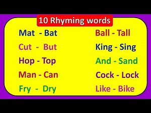 10 rhyming words in english |10 rhyming words |rhyming words in English|rhyming words list|rhyming