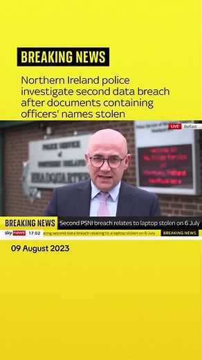 7K views · 51 reactions | The Police Service of Northern Ireland is investigating a second data breach - this time relating to a stolen laptop  Tap the link in bio for more #NorthernIreland #Police | Sky News | Facebook