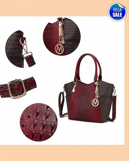 MKF Collection Crossbody Tote Bag for Women - PU Leather Top-Handle Satchel Shoulder Handbag, Kri...