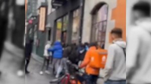 86K views · 551 reactions | Exclusive: Outrage as video shows alleged gang attack on food delivery cyclist in Dublin’s Temple Bar https://tinyurl.com/mryd6p7e | Crime World | Facebook