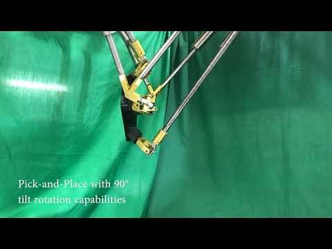 Kinematically redundant (6+2)-Degree-of-Freedom parallel robot with large tilt rotation capabilities