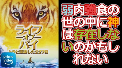 【プライムビデオ】世の中は弱肉強食！絶体絶命の漂流をどう乗り切るのか？【ライフ・オブ・パイ,トラと漂流した227日（Life of Pi）感想レビュー/映画紹介/アマゾン】