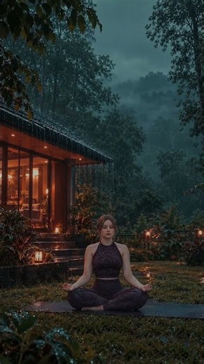 Peaceful Cabin Rain Ambiance 🌿 Yoga ASMR & Sleep Sounds #shorts