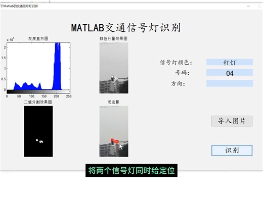 matlab交通信号灯识别系统。识别红绿灯，等待秒数，不同颜色箭头指示，带答疑辅导