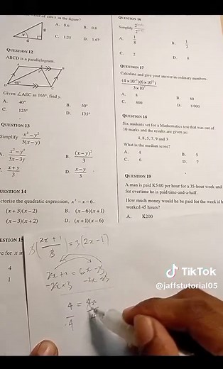 Replying to @graceful3006 Basic Algebra. @Graceful #fyp #mathtips #mathtutorial #jaffstutorial