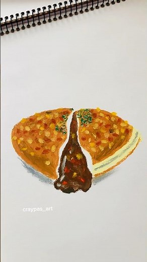 【食いしんぼうが描くカレーパン】#クレヨン #カレーパン #描き方