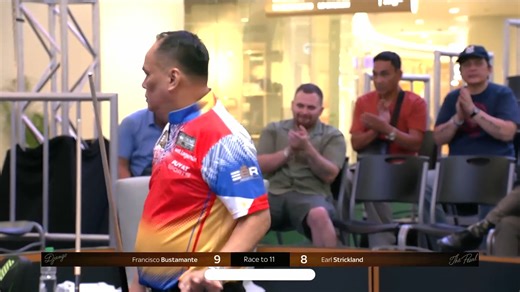 Django two away! The Filipino great is two away from defeating Earl Strickland 💪 #WNTLegends | Matchroom Pool